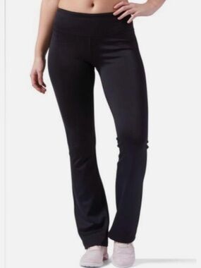 Black Boot-Cut Active Pants with Flattering Waistband